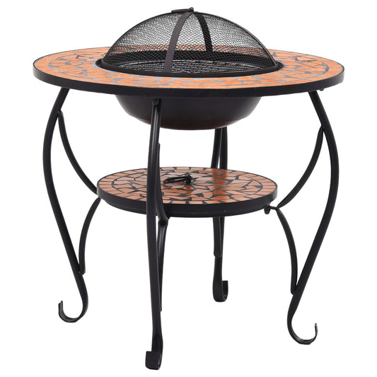 Mosaic Fire Pit Table Terracotta 68 cm Ceramic Mosaic Fire Pit Table Terracotta 68 cm Ceramic