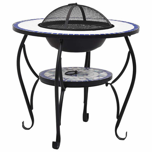Mosaic Fire Pit Table Blue and White 68 cm Ceramic Mosaic Fire Pit Table Blue and White 68 cm Ceramic