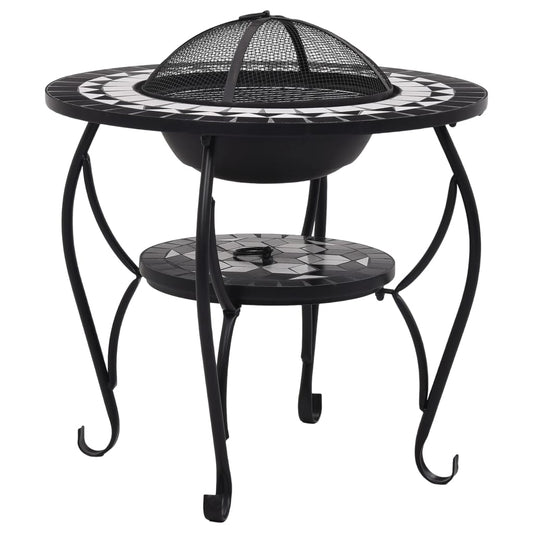 Mosaic Fire Pit Table Black and White 68 cm Ceramic Mosaic Fire Pit Table Black and White 68 cm Ceramic