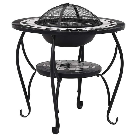 Mosaic Fire Pit Table Black and White 68 cm Ceramic Mosaic Fire Pit Table Black and White 68 cm Ceramic