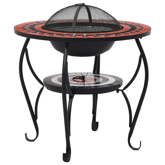 Mosaic Fire Pit Table Terracotta and White 68 cm Ceramic Mosaic Fire Pit Table Terracotta and White 68 cm Ceramic