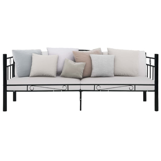 Daybed Frame without Mattress Black Metal 90x200cm Daybed Frame without Mattress Black Metal 90x200cm