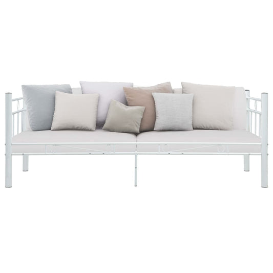 Daybed Frame without Mattress White Metal 90x200cm Daybed Frame without Mattress White Metal 90x200cm