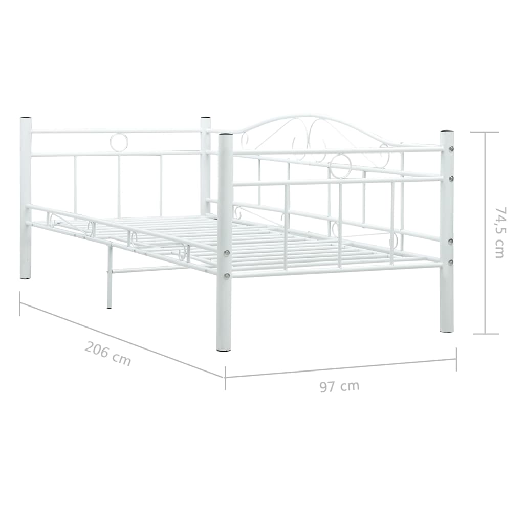 Daybed Frame without Mattress White Metal 90x200cm