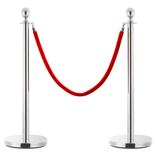 3 Piece VIP Queue Barrier Set Stainless Steel Silver 3 Piece VIP Queue Barrier Set Stainless Steel Silver