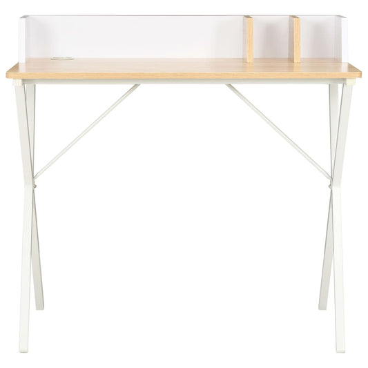 Desk White and Natural 80x50x84 cm Desk White and Natural 80x50x84 cm
