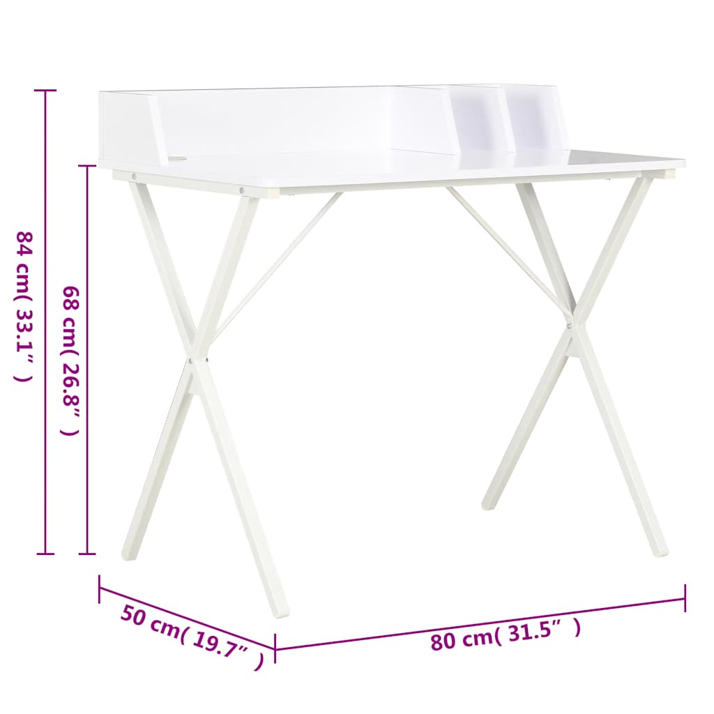 20275 vidaXL Desk White 80x50x84 cm