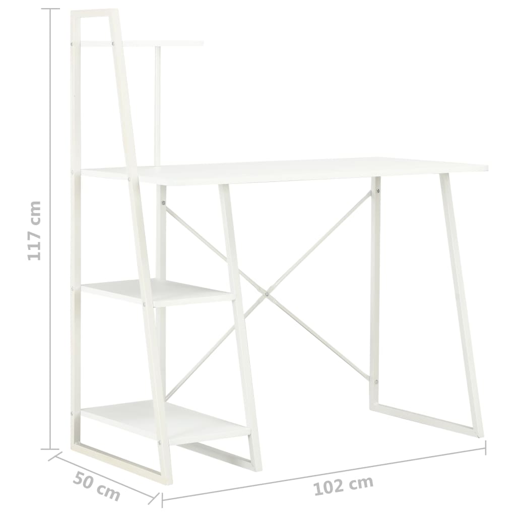 Desk with Shelving Unit White 102x50x117 cm