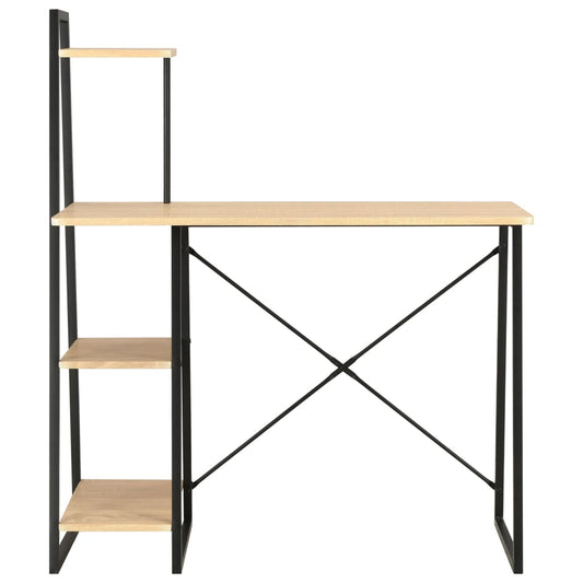Desk with Shelving Unit Black and Oak 102x50x117 cm Desk with Shelving Unit Black and Oak 102x50x117 cm