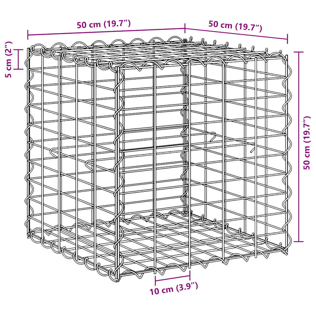 145650 vidaXL Cube Gabion Raised Bed Steel Wire 50x50x50 cm