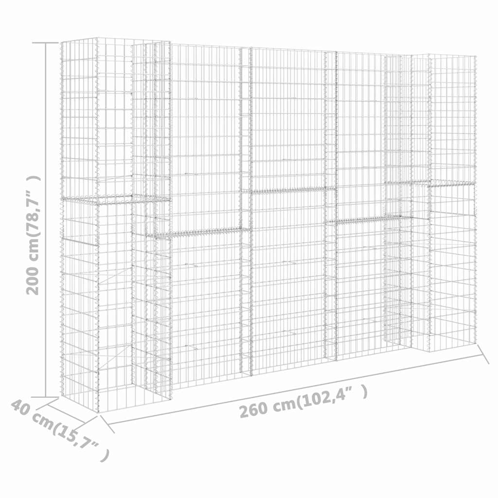 H-Shaped Gabion Planter Steel Wire 260x40x200 cm
