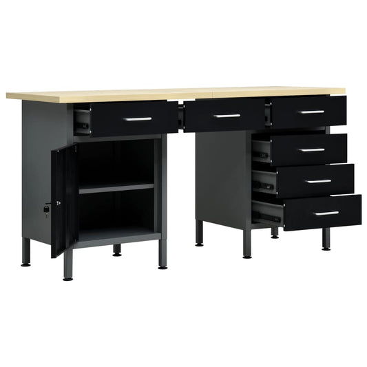 Workbench Black 160x60x85 cm Steel Workbench Black 160x60x85 cm Steel