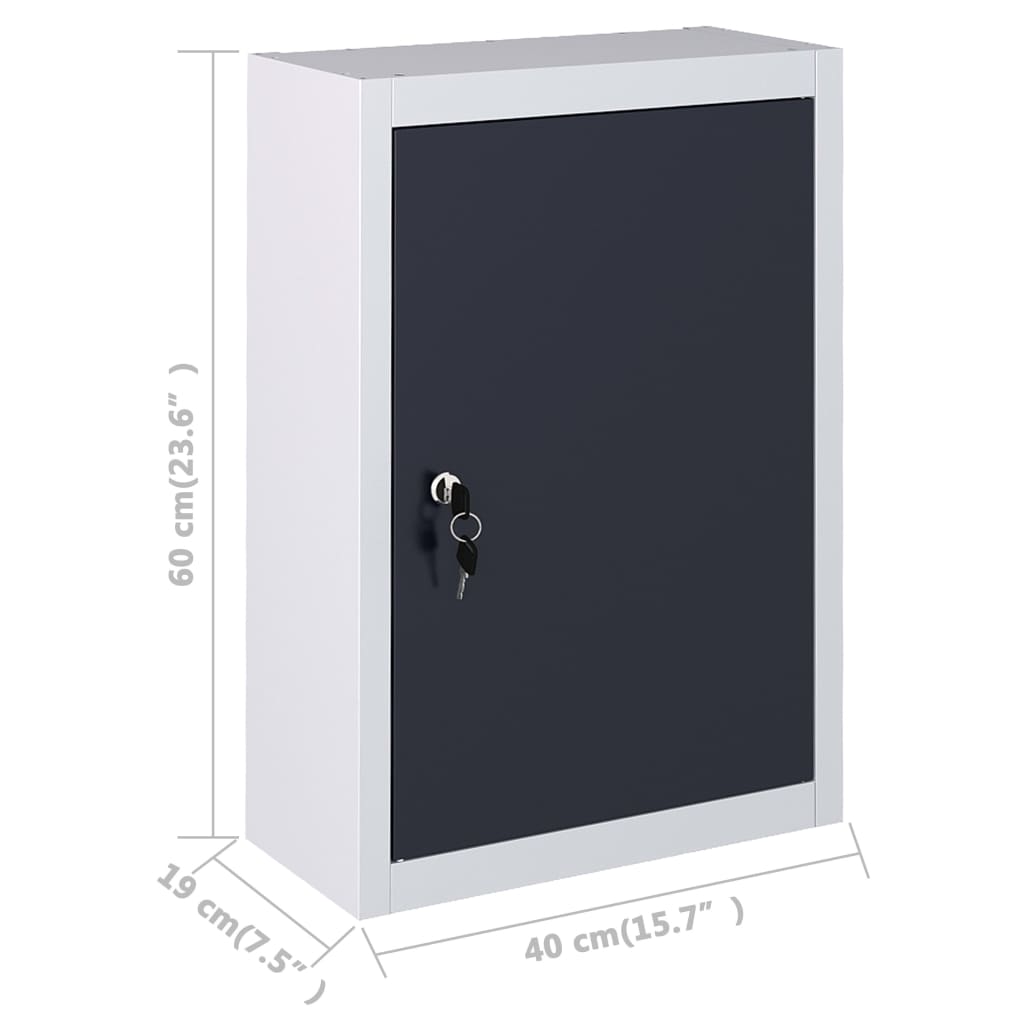 145354 vidaXL Wall Mounted Tool Cabinet Industrial Style Metal Grey and Black
