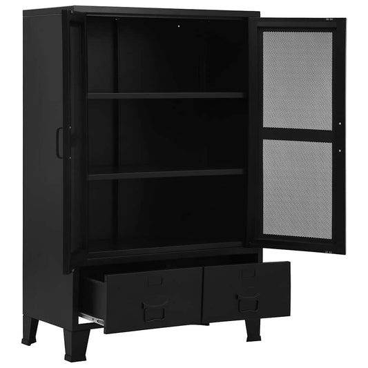 145355 vidaXL Office Cabinet with Mesh Doors Industrial Black 75x40x120 cm Steel 145355 vidaXL Office Cabinet with Mesh Doors Industrial Black 75x40x120 cm Steel