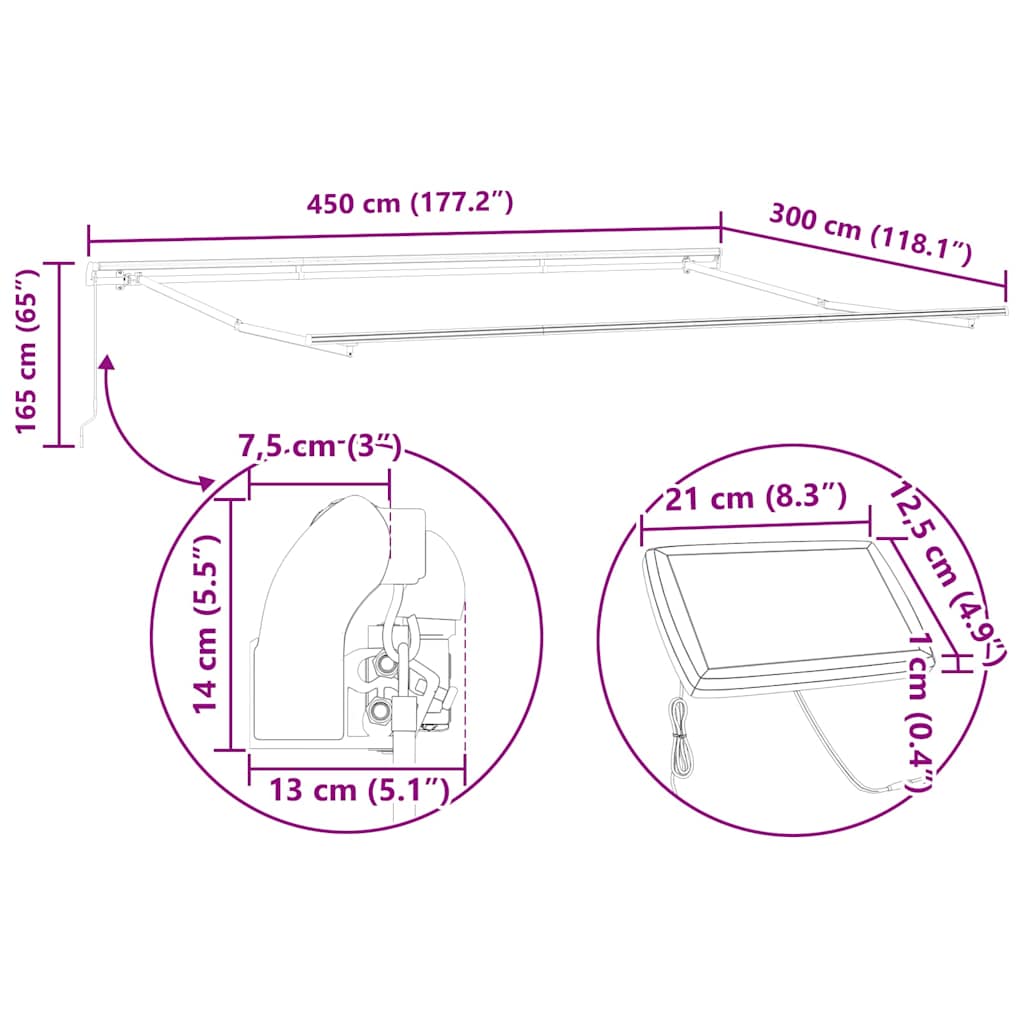Awning Frame Anthracite 4.5 x 2.5 m Aluminium