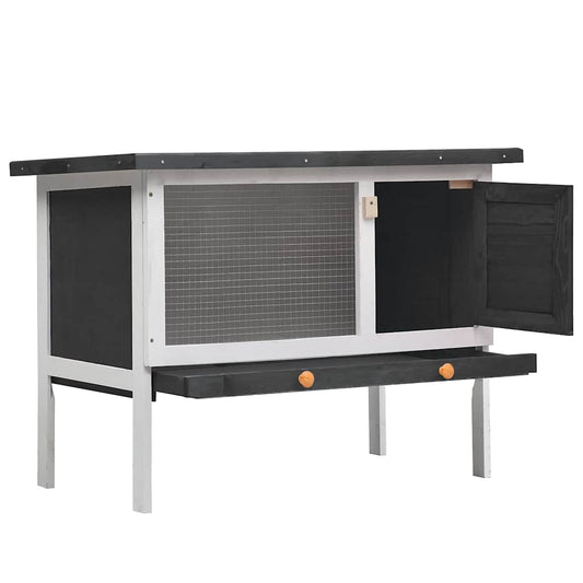 170828 vidaXL Outdoor Rabbit Hutch 1 Layer Grey Wood 170828 vidaXL Outdoor Rabbit Hutch 1 Layer Grey Wood