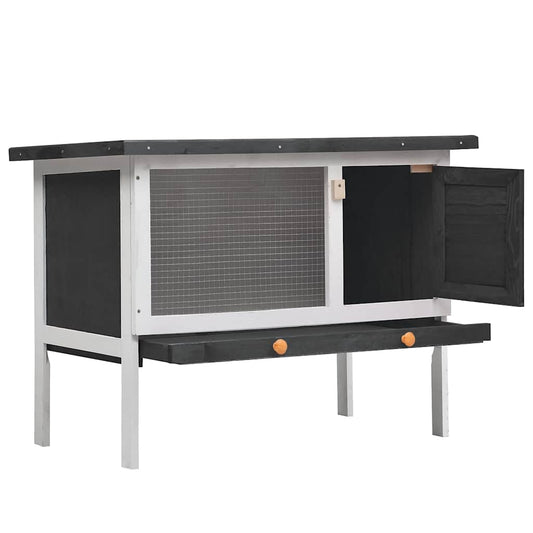 Outdoor Rabbit Hutch 1 Layer Grey Wood Outdoor Rabbit Hutch 1 Layer Grey Wood