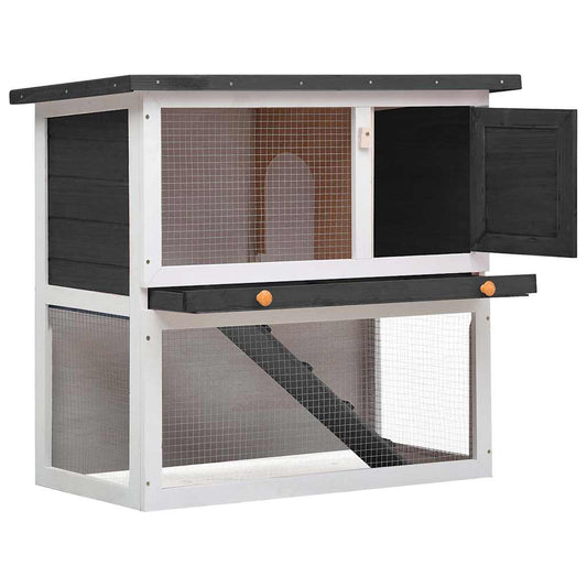 170831 vidaXL Outdoor Rabbit Hutch 1 Door Grey Wood 170831 vidaXL Outdoor Rabbit Hutch 1 Door Grey Wood