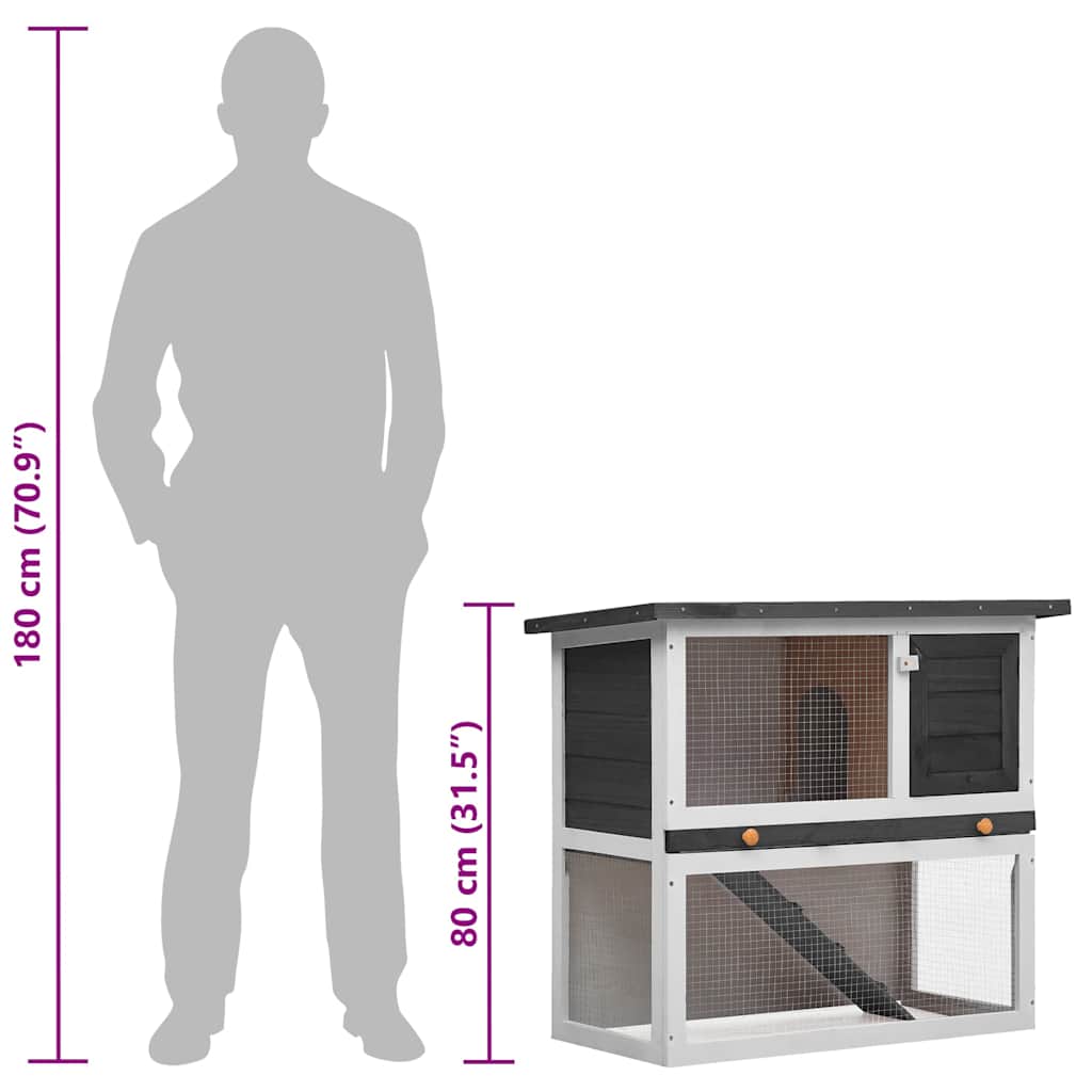 170831 vidaXL Outdoor Rabbit Hutch 1 Door Grey Wood