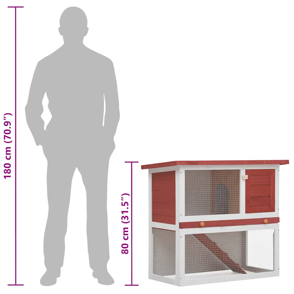 170833 vidaXL Outdoor Rabbit Hutch 1 Door Red Wood