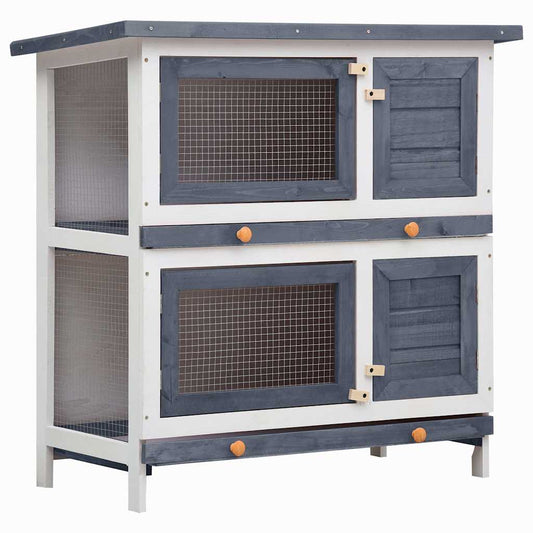 170834 vidaXL Outdoor Rabbit Hutch 4 Doors Grey Wood 170834 vidaXL Outdoor Rabbit Hutch 4 Doors Grey Wood