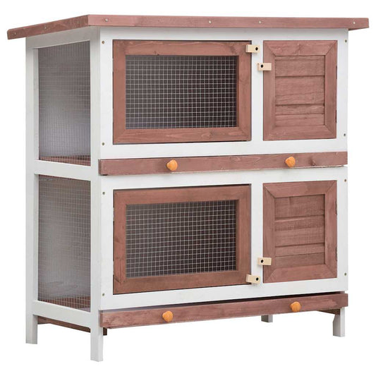 170835 vidaXL Outdoor Rabbit Hutch 4 Doors Brown Wood 170835 vidaXL Outdoor Rabbit Hutch 4 Doors Brown Wood