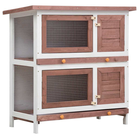 Outdoor Rabbit Hutch 4 Doors Brown Wood Outdoor Rabbit Hutch 4 Doors Brown Wood