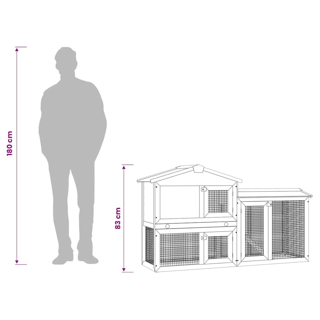 Outdoor Large Rabbit Hutch Brown and White 145x45x84 cm Wood