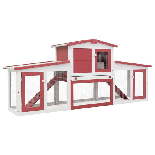 Rabbit Hutch | Red | Solid Fir Wood | Large | Doors | Hutch | Rectangular Rabbit Hutch | Red | Solid Fir Wood | Large | Doors | Hutch | Rectangular