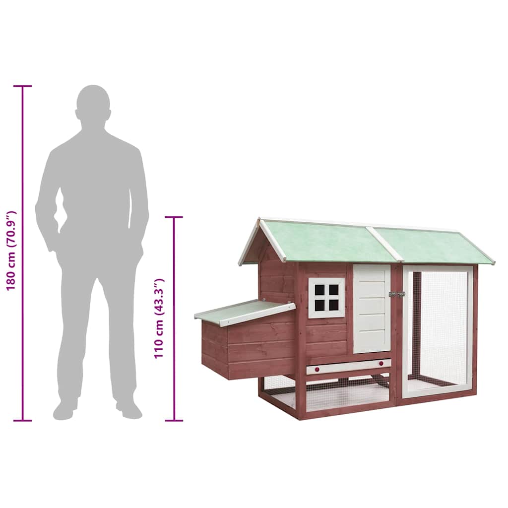 170862 vidaXL Chicken Cage Mocha 170x81x110 cm Solid Pine & Fir Wood