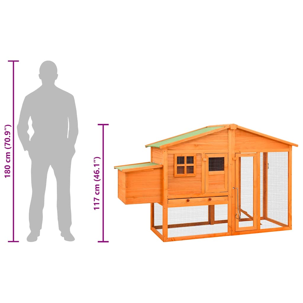170864 vidaXL Chicken Coop with Nest Box Solid Fir Wood