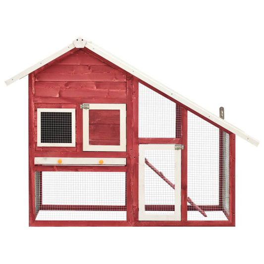 Rabbit Hutch Red and White 140x63x120 cm Solid Firwood Rabbit Hutch Red and White 140x63x120 cm Solid Firwood