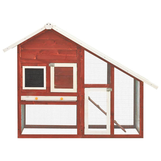 Rabbit Hutch | Red and White | Solid firwood, plywood, steel wire | Large Rabbit Hutch | Red and White | Solid firwood, plywood, steel wire | Large