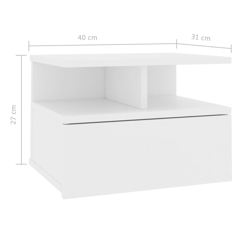Floating Nightstands 2 pcs White 40x31x27cm Engineered Wood