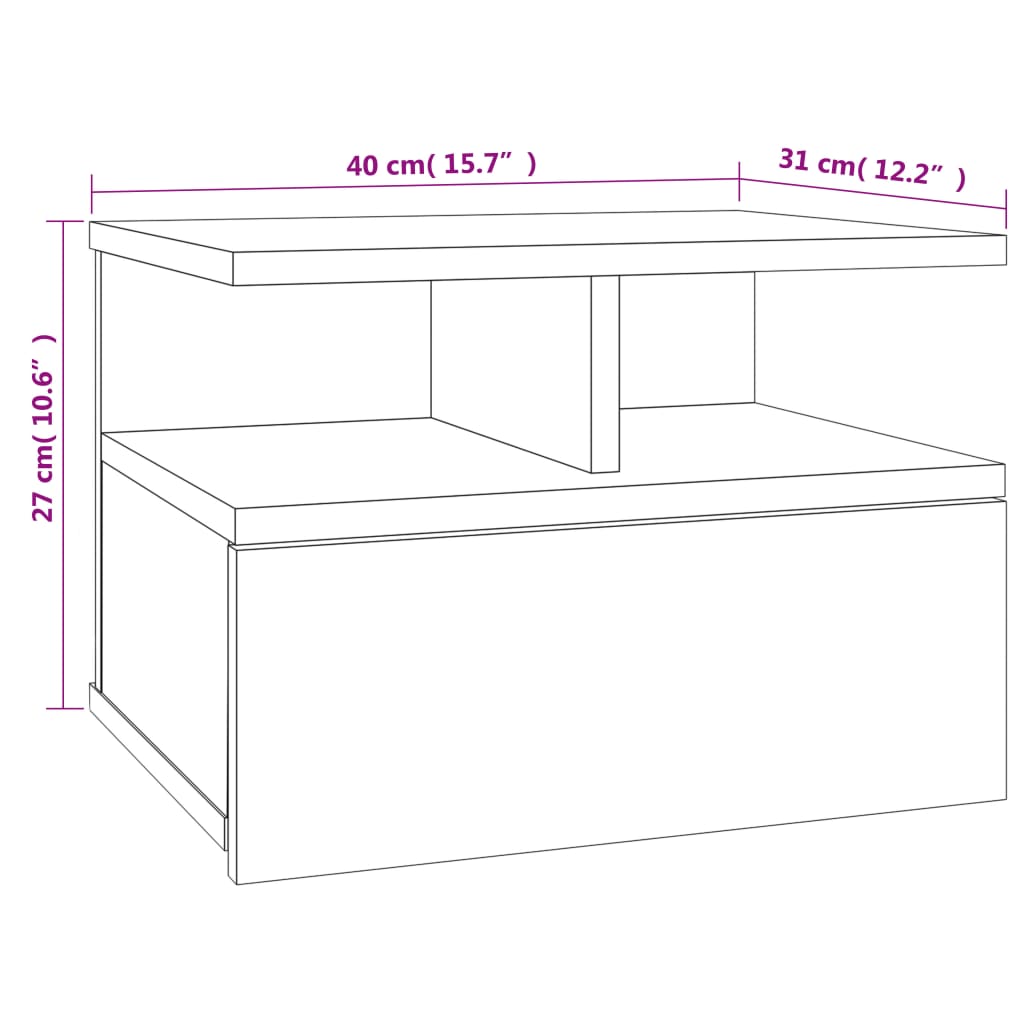 Floating Nightstands 2 pcs Concrete Grey 40x31x27cm Engineered Wood