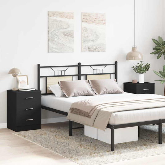 Bedside Cabinets 2 pcs Black 38x35x56 cm Engineered Wood Bedside Cabinets 2 pcs Black 38x35x56 cm Engineered Wood