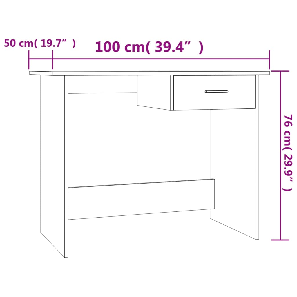 Desk Sonoma Oak 100x50x76 cm Engineered Wood