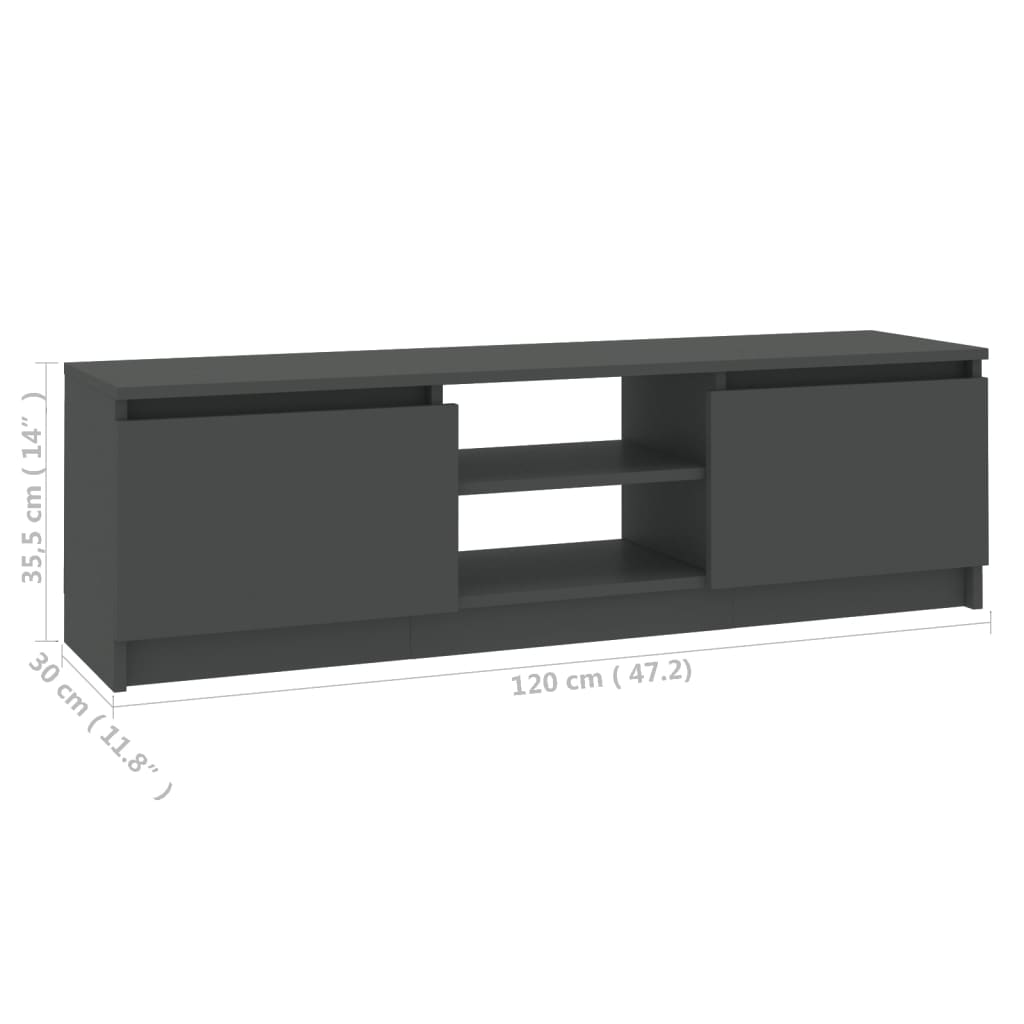 800569 vidaXL TV Cabinet Grey 120x30x35,5 cm Engineered Wood