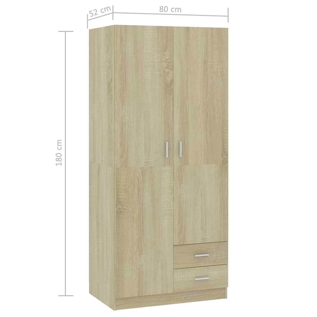 Wardrobe Sonoma Oak 80x52x180 cm Engineered Wood