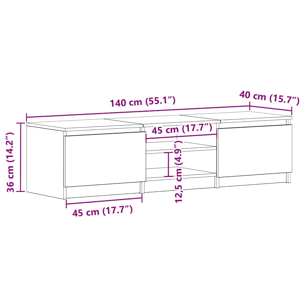 TV Cabinet | White | Engineered Wood | TV Cabinet | Rectangular