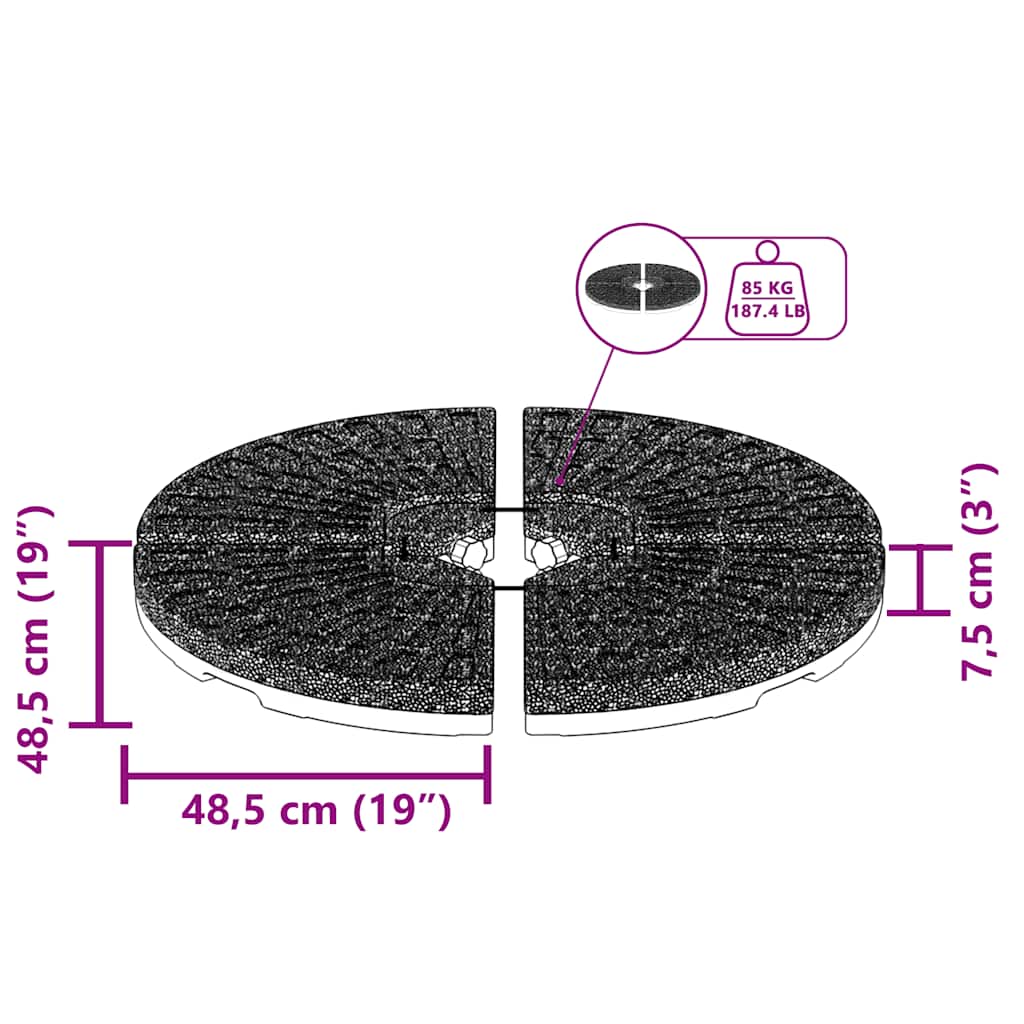 Umbrella Base Fan-shaped 4 pcs Sand/Water Filled Black 52 L