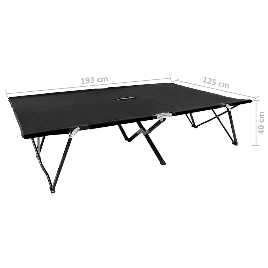 Sun Lounger | Black | Steel frame | Double | Foldable | Sun Lounger