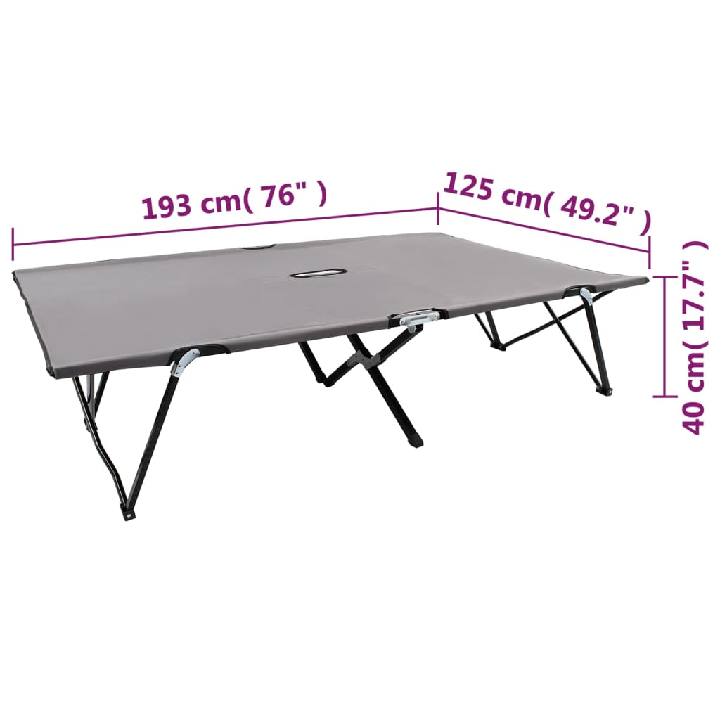 47762 vidaXL Two Person Folding Sun Lounger Grey Steel