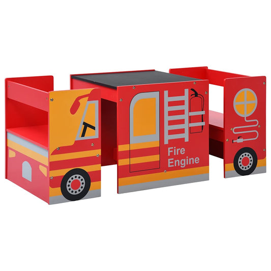 286190 vidaXL 3 Piece Kids Chair Table Set Fire Truck Design Wood 286190 vidaXL 3 Piece Kids Chair Table Set Fire Truck Design Wood