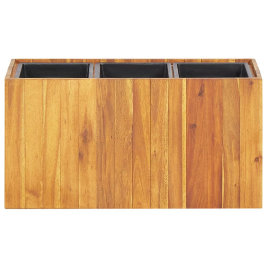 Garden Raised Bed with 3 Pots Solid Acacia Wood Garden Raised Bed with 3 Pots Solid Acacia Wood