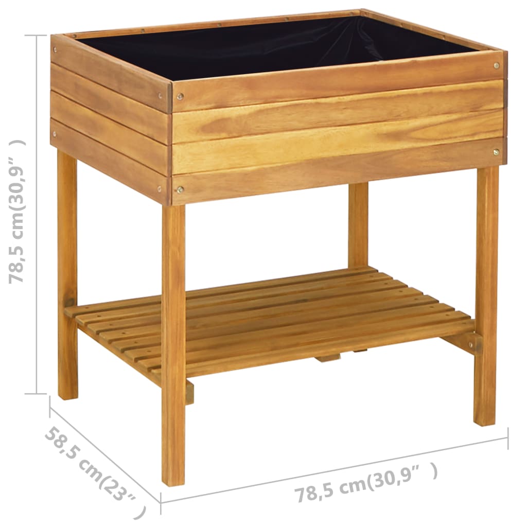 46584 vidaXL Raised Garden Planter 78,5x58,5x78,5 cm Solid Acacia Wood