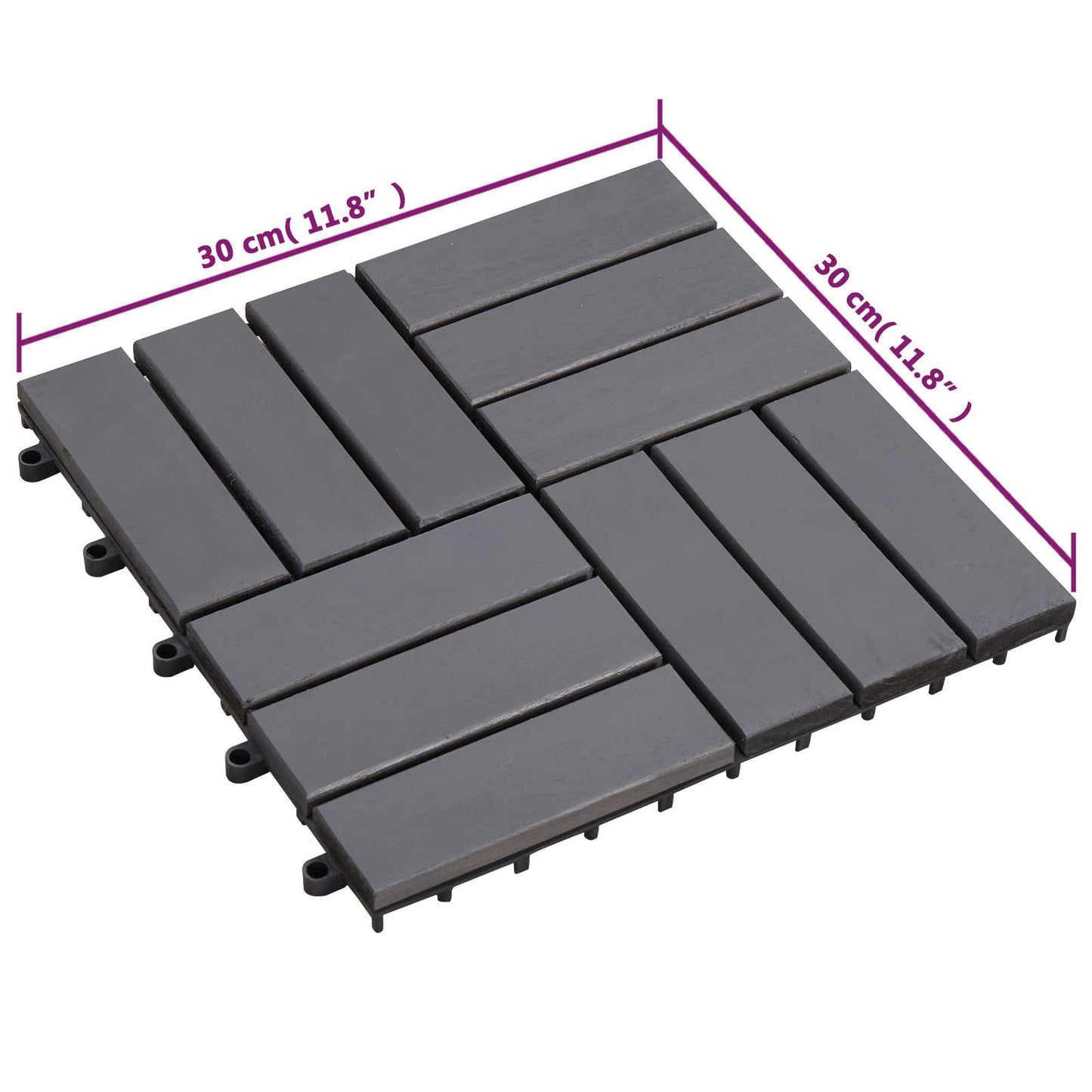 Decking Tile 10 pcs Grey 30 x 30 cm Acacia Hardwood