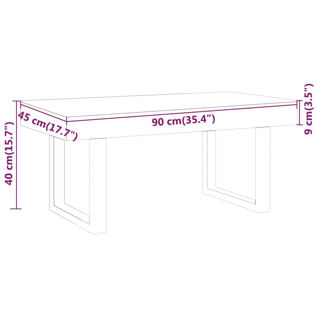 Coffee Table Dark Brown and Black 90x45x40 cm MDF and Iron