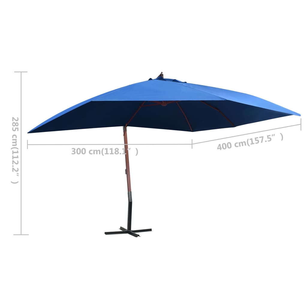 Garden Parasol | Blue | Polyester, Bamboo, Firwood | 400x300 cm