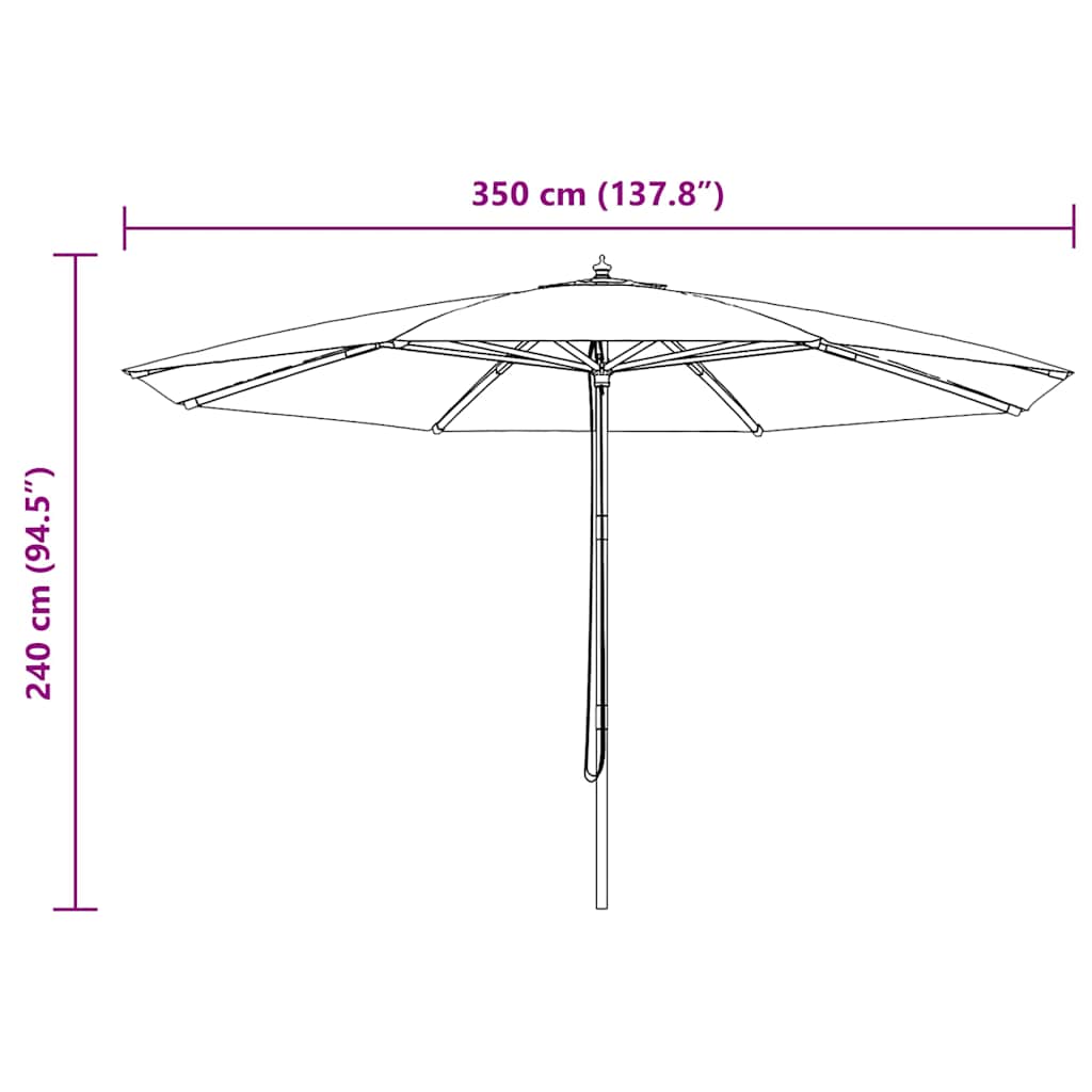 Garden Parasol with Wooden Pole 350 cm Blue